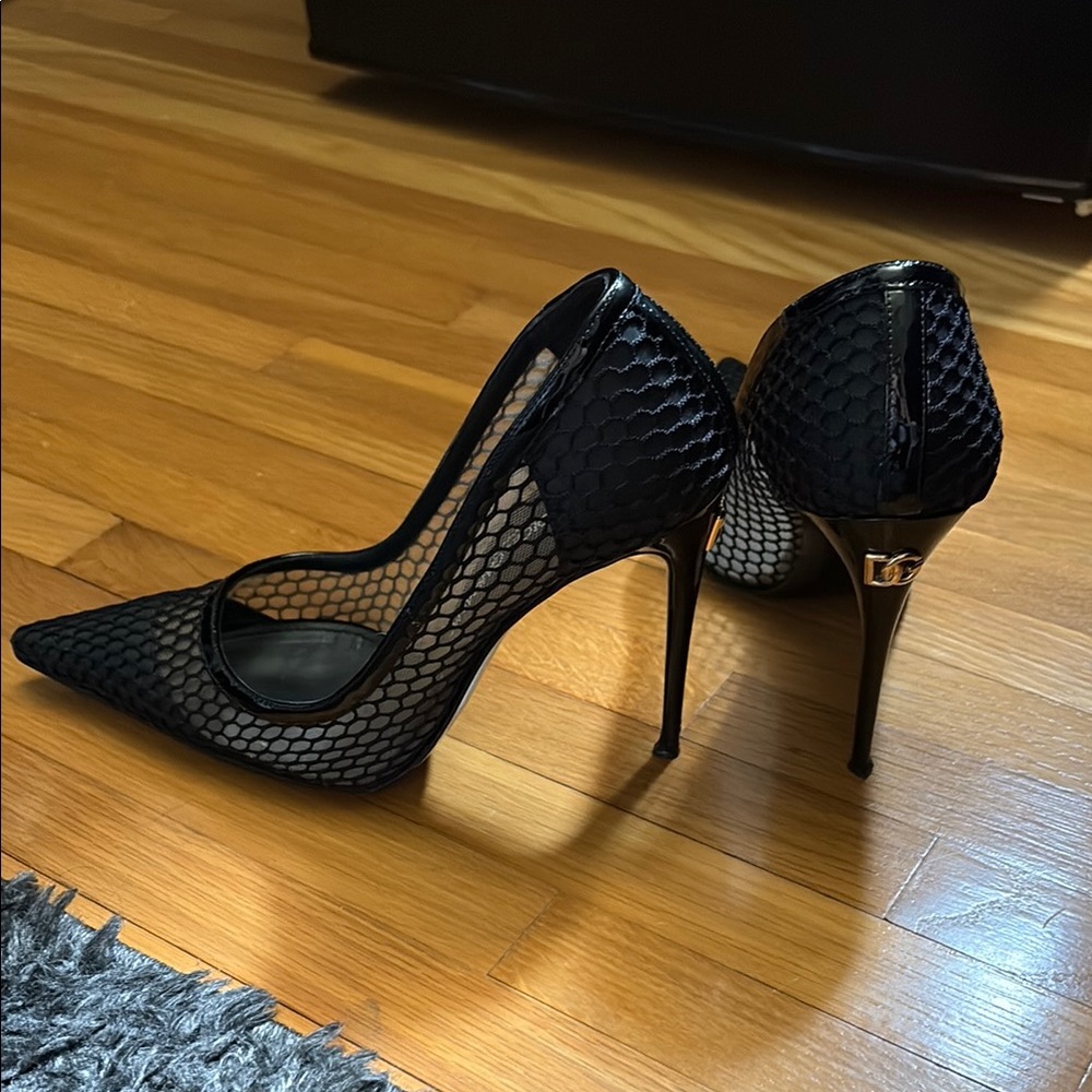 Dolce & Gabbana Black Stiletto Heels with Mesh Design
